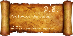 Paulovics Bertalan névjegykártya